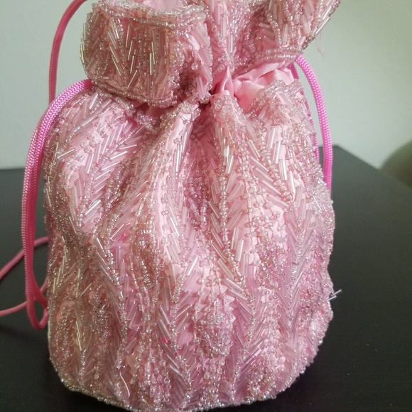 Handmade beaded drawstring bag - Picture 1 of 4